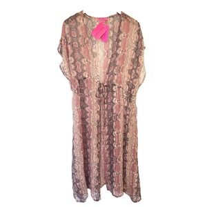 NWT Betsey Johnson Womens Snake Sheer Boho Kimono Cover Up OS Resort Festival